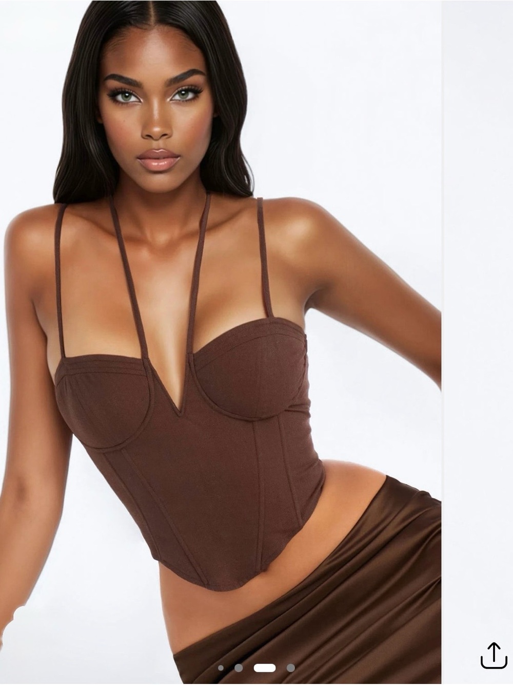 Fashion Nova Chocolate Brown Corset Crop Top